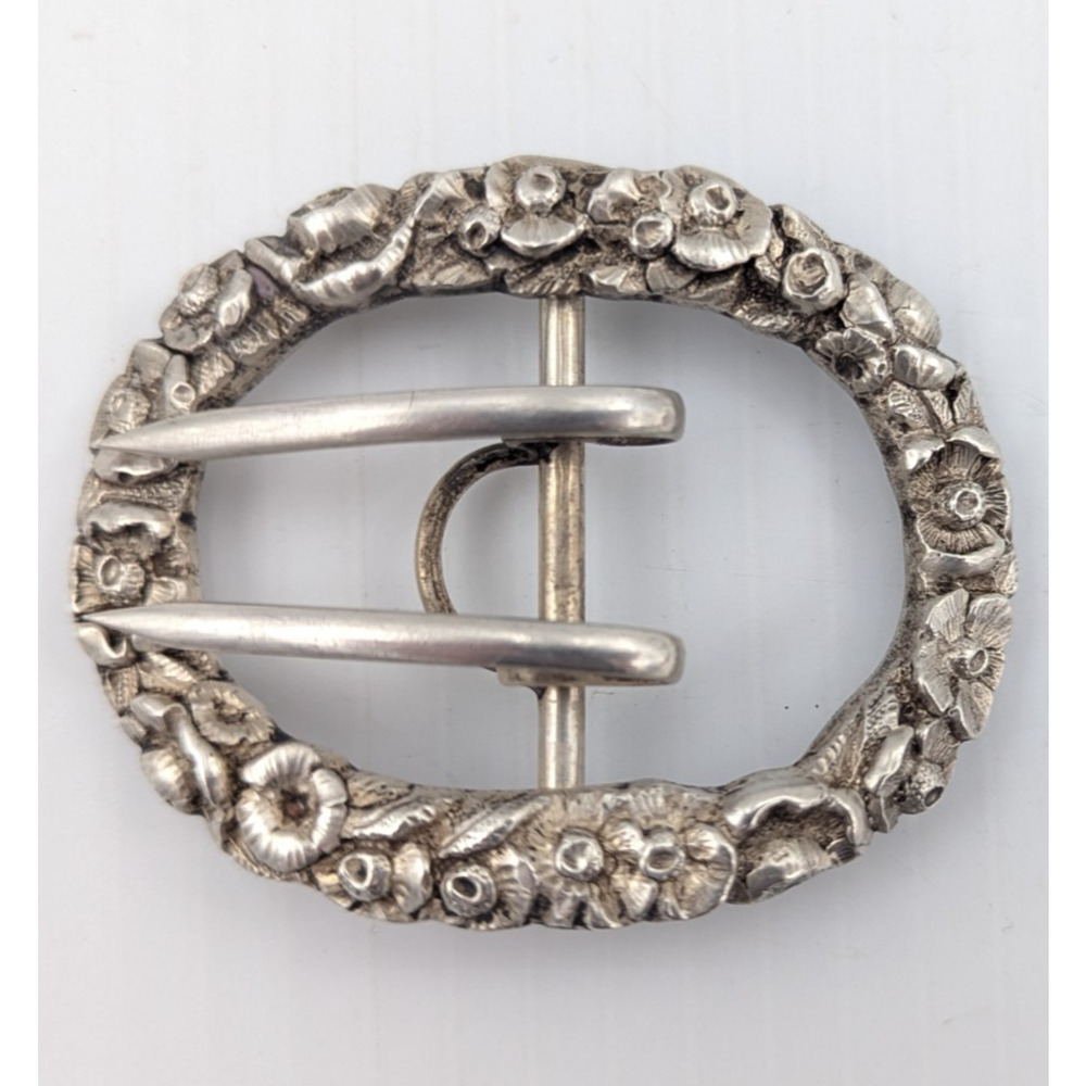 S. Kirk & Son Sterling Silver 925 Repoussé Buckle Brooch Sash Pin 43g